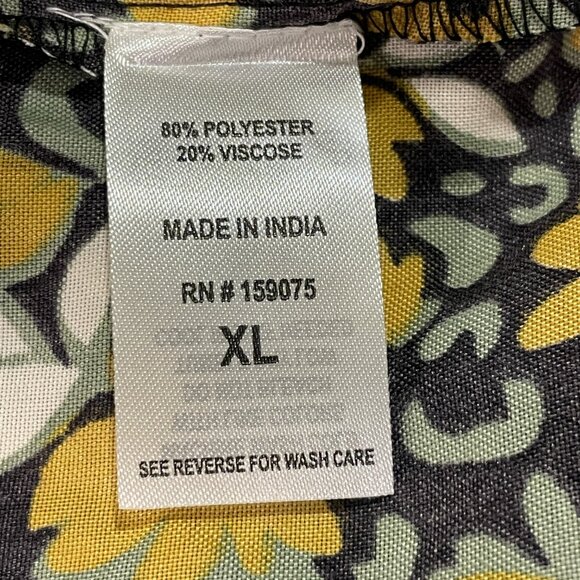 US TOGETHER NWT Puff Sleeve Shirred Sweetheart Midi Dress Floral Blk/Grn/Yel XL - Picture 10 of 11